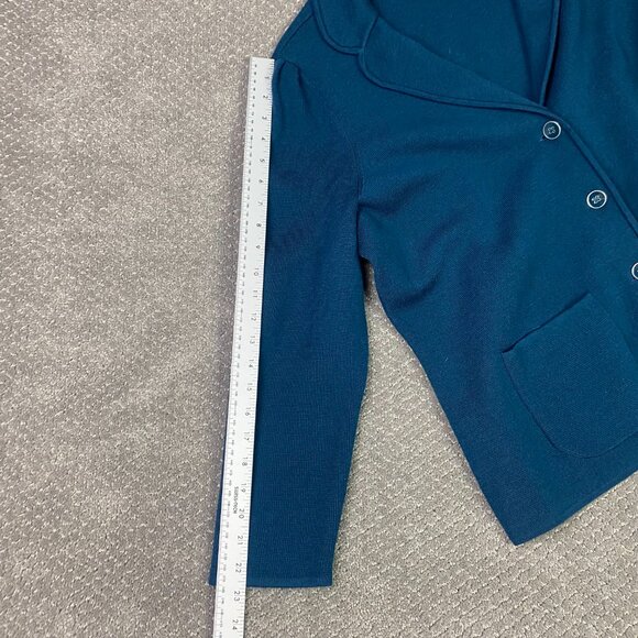 Talbots Merino Wool Sweater Blazer Women 1XP Petite Teal - Picture 9 of 12